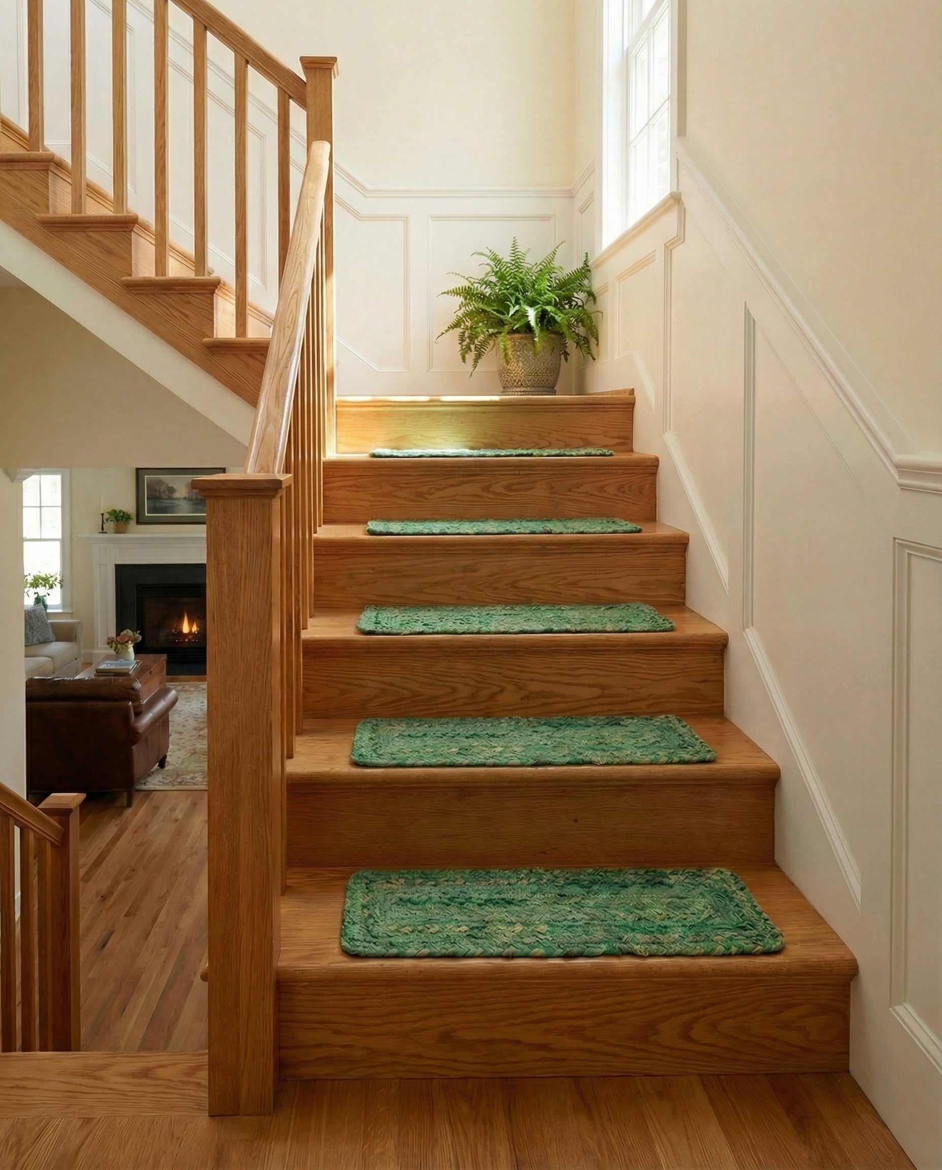 0' 9 x 2' 6 Handmade Braided Chindi Stair Rug