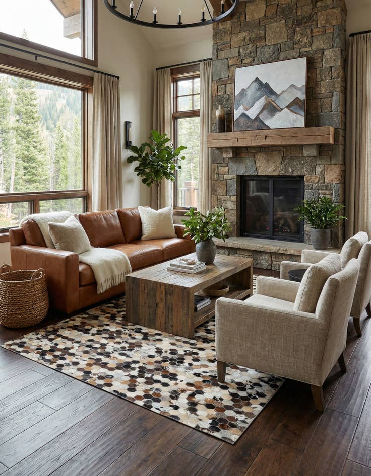 Detail image of 5' x 7' 9 Cowhide Leather Rug