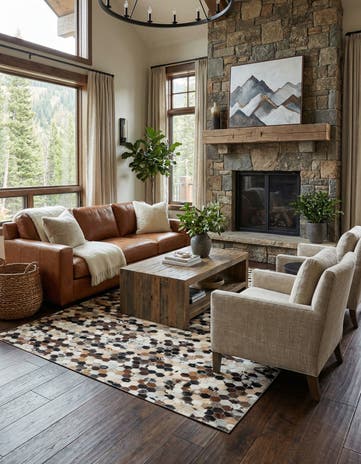 5' x 7' 9 Cowhide Leather Rug