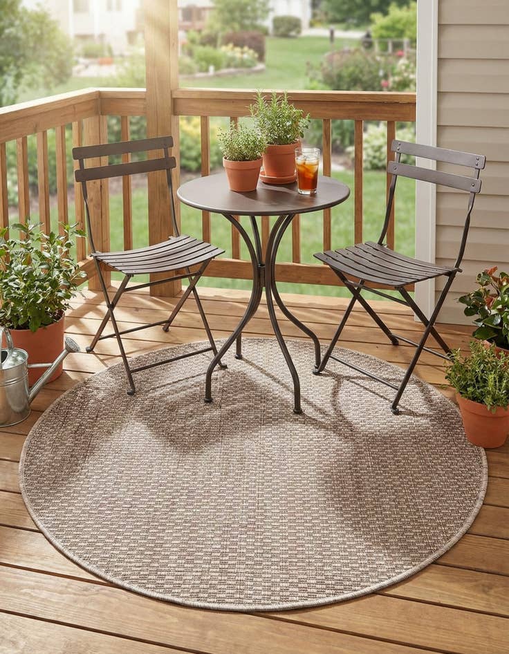 Detail image of 3' x 3'  Washable Solid Indoor / Outdoor Round Rug