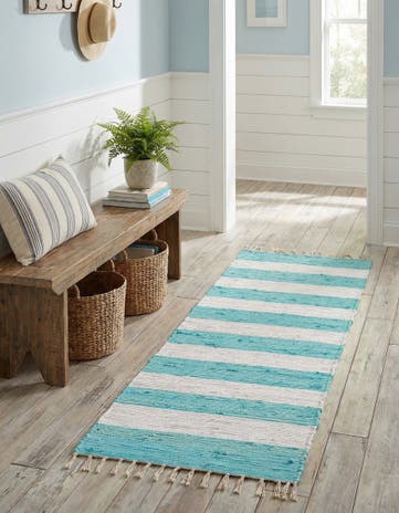 2' 2 x 8' Hand Woven Chindi Rag Runner Rug