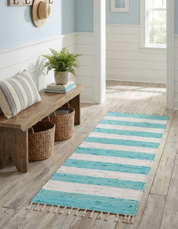 2' 2 x 8' Hand Woven Chindi Rag Runner Rug