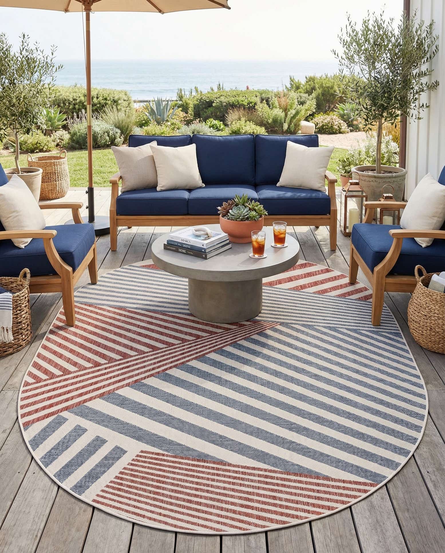7' 10 x 10' Easy-Clean Jill Zarin Indoor / Outdoor Oval Rug