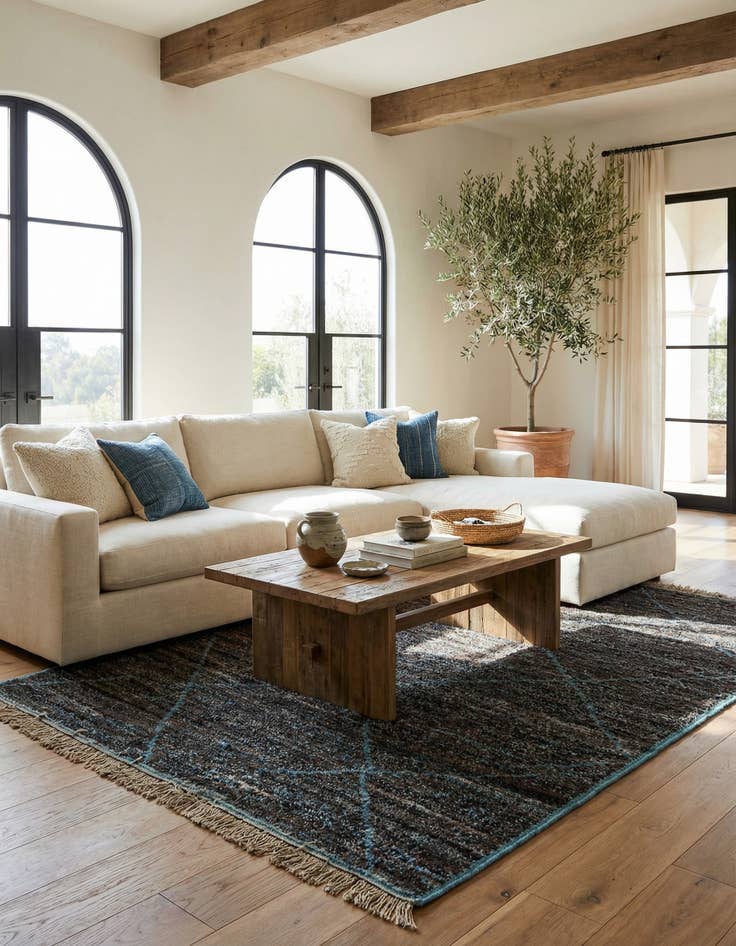 Detail image of 6' 6 x 9' 4  Hand Knotted Moroccan Wool Rug