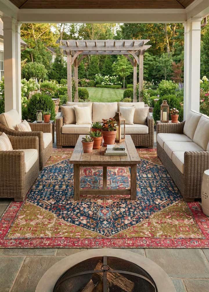 10' x 13' Easy-Clean Traditional Indoor / Outdoor Rug