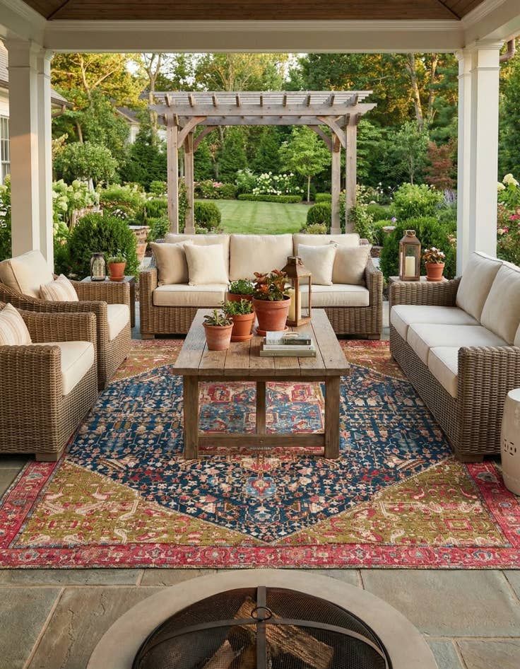 Detail image of 10' x 13' Easy-Clean Traditional Indoor / Outdoor Rug