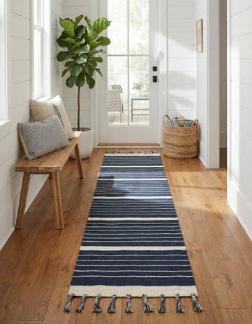 2' 7 x 12' Hand Woven Chindi Cotton Runner Rug