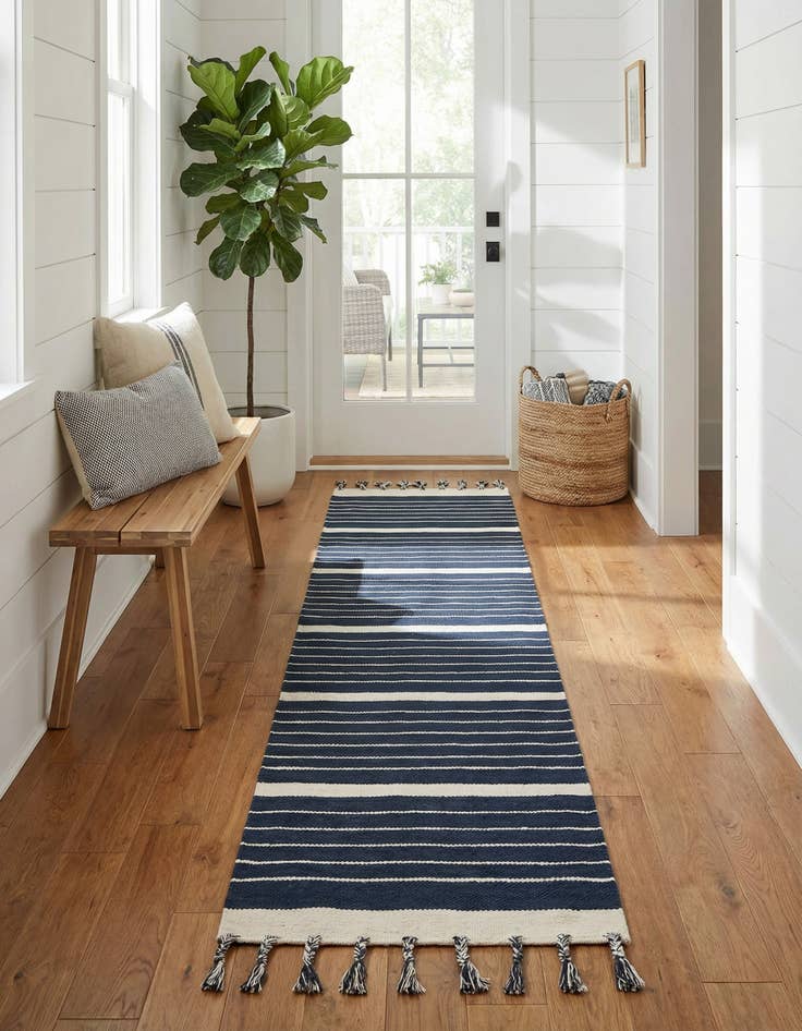 Detail image of 2' 7 x 12'  Hand Woven Chindi Cotton Runner Rug