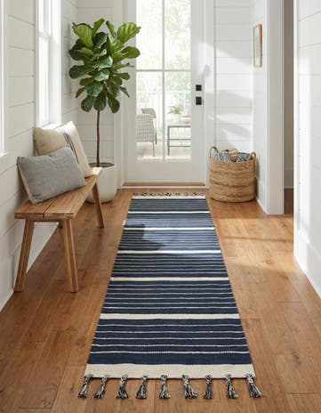 2' 7 x 12' Hand Woven Chindi Cotton Runner Rug