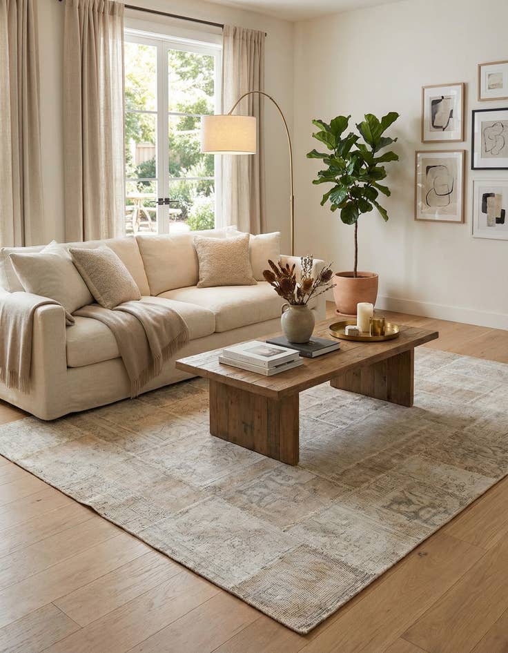 Detail image of 5' 8 x 8'  Hand Knotted Ultra Vintage Persian Wool Rug