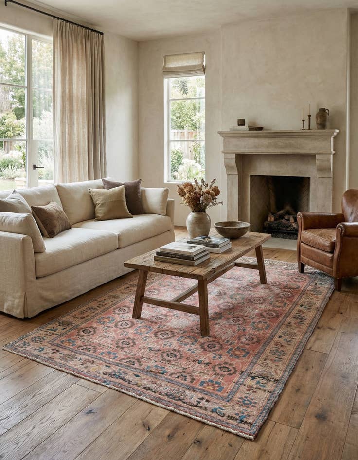 Detail image of 4' 2 x 6' 2  Hand Knotted Ultra Vintage Persian Wool Rug