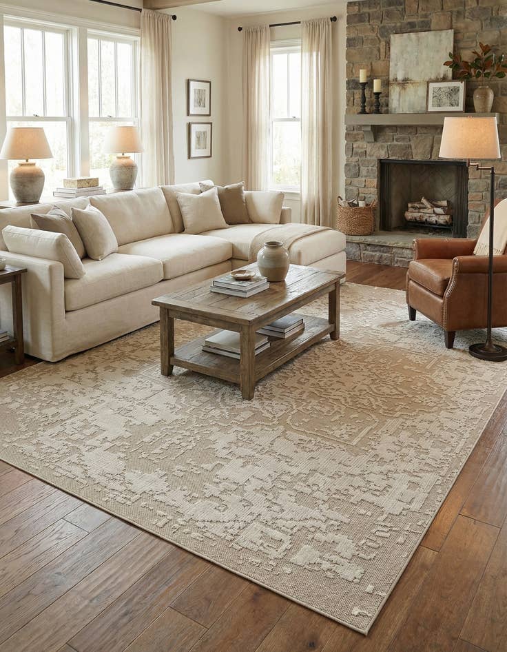 Detail image of  10' x 14' 1  Washable Traditional Indoor / Outdoor Rug