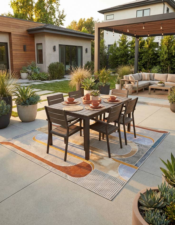 Detail image of 10' x 10'  Washable Modern Indoor / Outdoor Square Rug