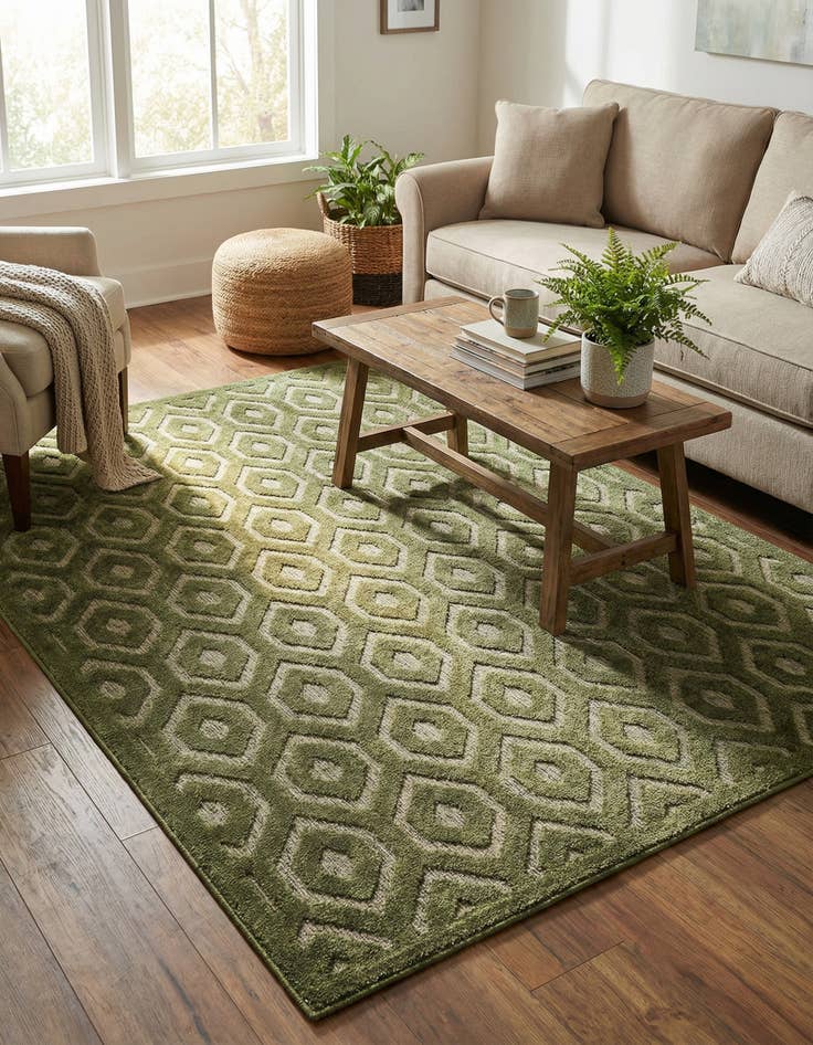 Detail image of 6' x 9'  Washable Trellis Textured Indoor / Outdoor Rug