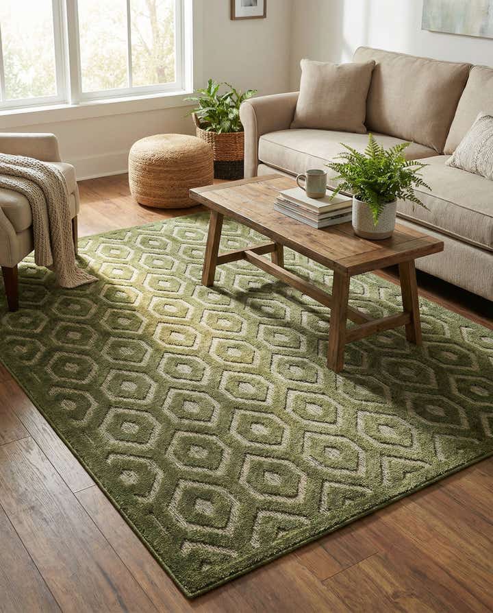 6' x 9' Easy-Clean Trellis Textured Indoor / Outdoor Rug