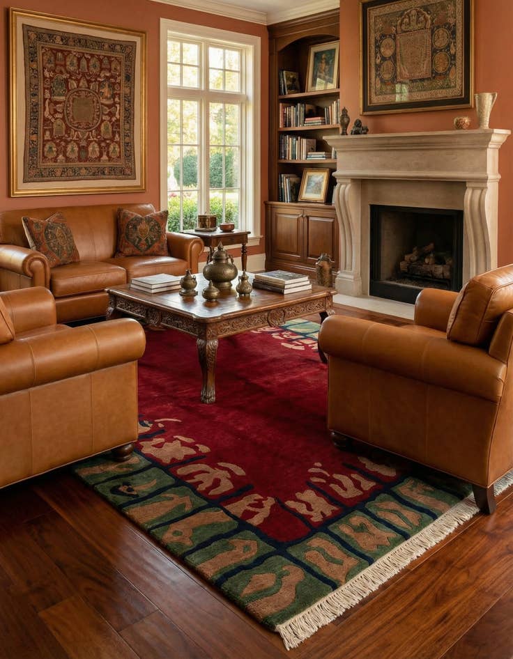 Detail image of  5' 10 x 7' 9  Hand Knotted Tibet Wool Rug