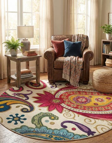 8' x 8' Washable Hyacinth Round Rug