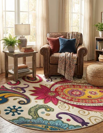 8' x 8' Washable Hyacinth Round Rug