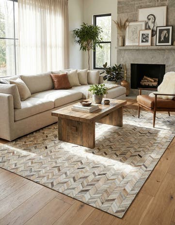 5' x 8' Cowhide Leather Rug