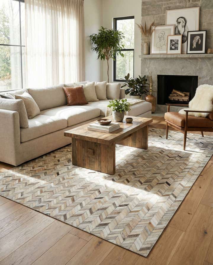 5' x 8' Cowhide Leather Rug