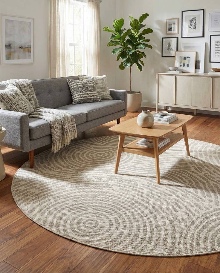 Detail image of 6' x 6' Easy-Clean Modern Indoor / Outdoor Round Rug