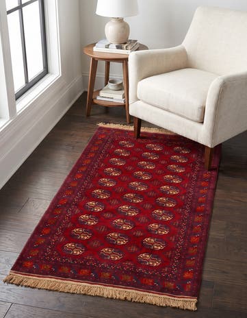 3' 4 x 5' 10 Hand Knotted Afghan Akhche Wool Rug