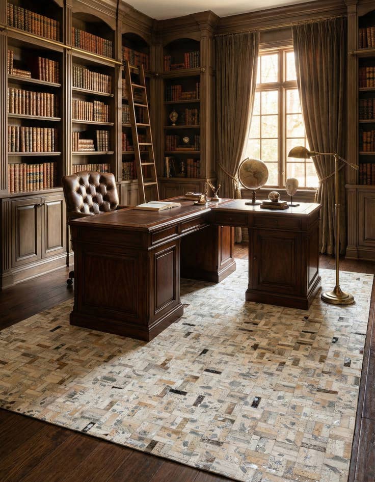 Detail image of 4' 11 x 8' Cowhide Stocks Rug