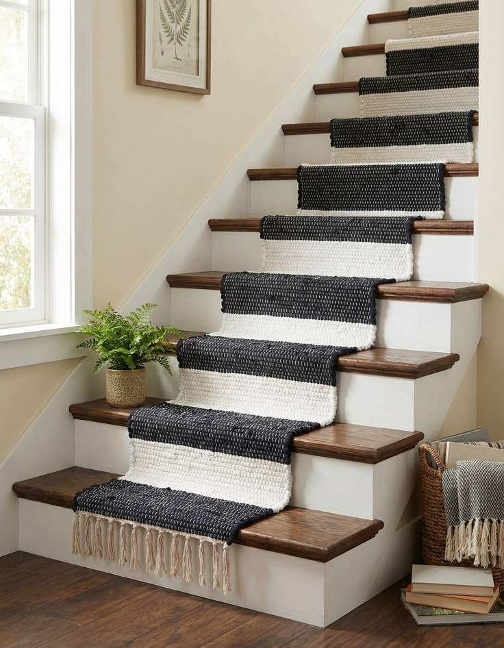 Detail image of 0' 9 x 2' 6  Hand Woven Chindi Rag Stair Rug