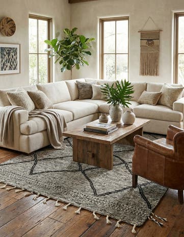 6' 4 x 10' 3 Hand Knotted Moroccan Wool Rug