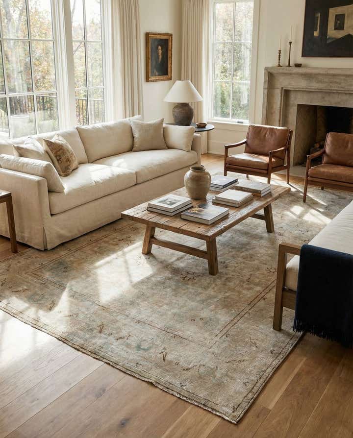 6' 3 x 9' 6 Hand Knotted Ultra Vintage Persian Wool Rug