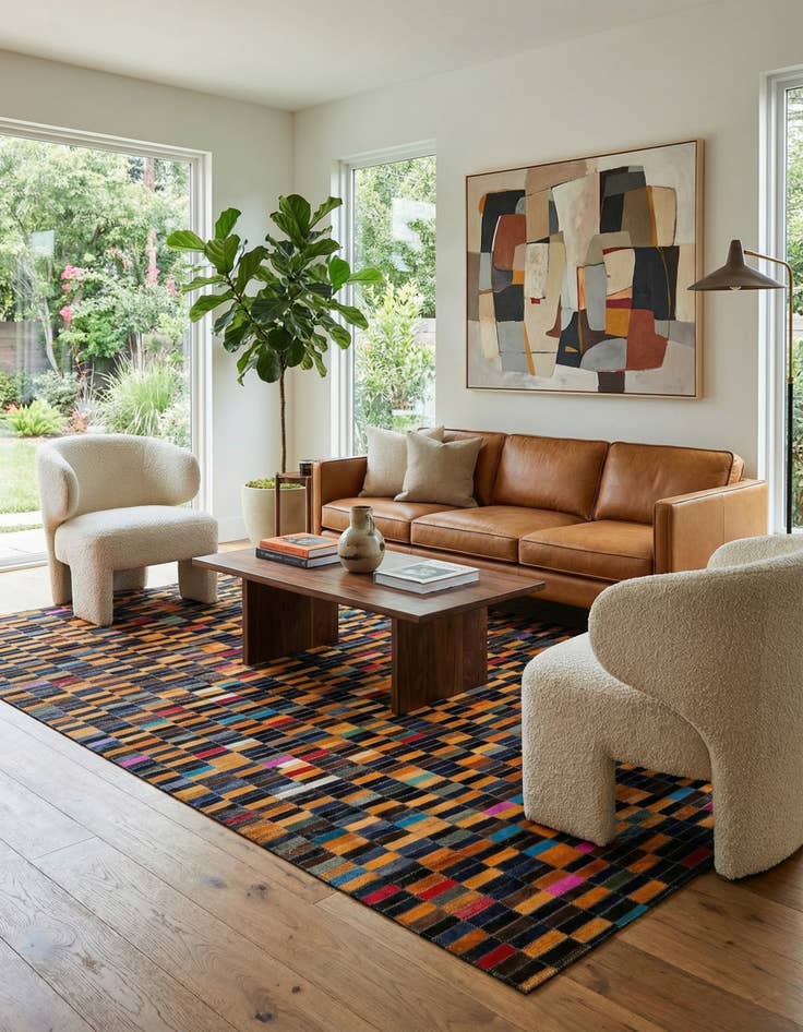 Detail image of  5' 1 x 7' 11 Cowhide - Patchwork Rug