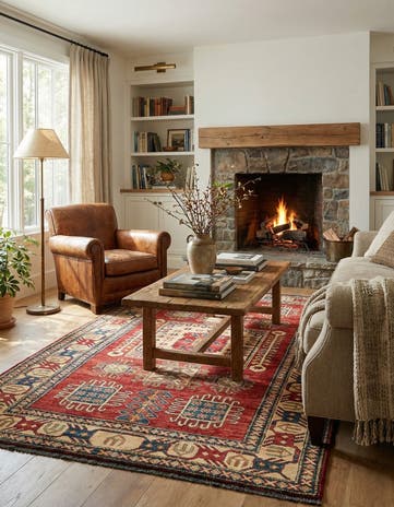 4' 4 x 6' 6 Hand Knotted Kazak Wool Rug