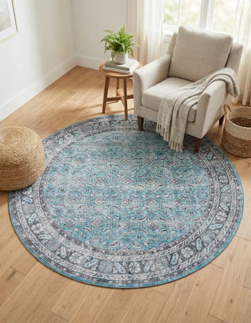 7' 7 x 7' 7 Washable Timeless Round Rug