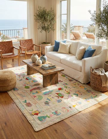 5' 4 x 7' 7 Hand Woven Kilim Suzani Wool Rug