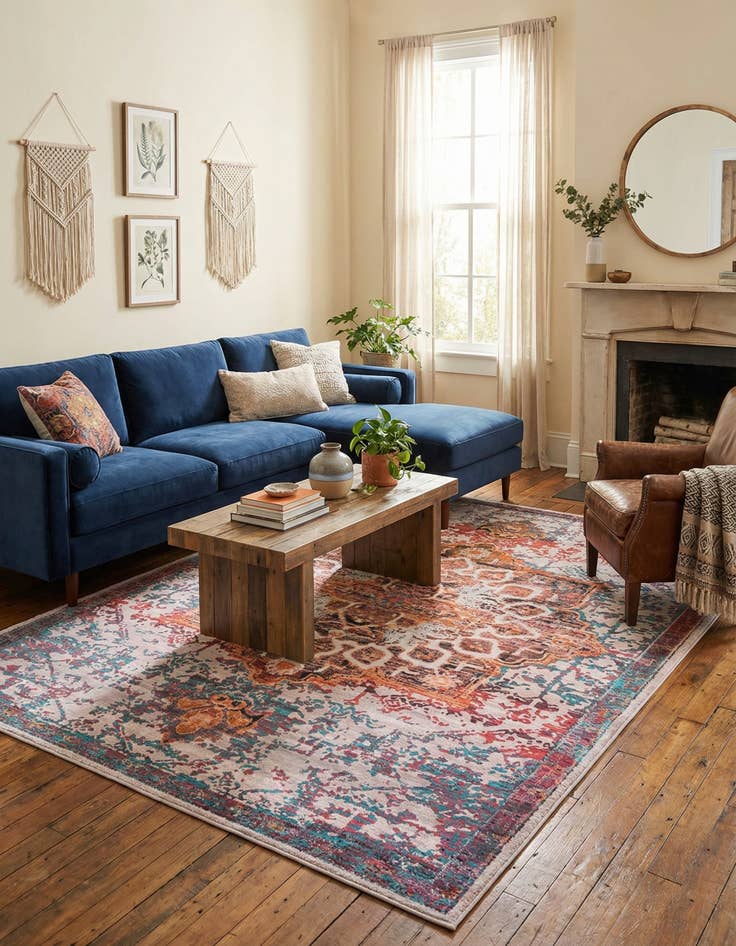 Detail image of  9' 2 x 12'  Washable Francesca Rug