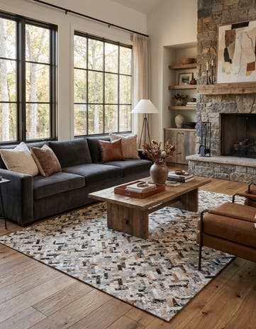 5' 3 x 7' 5 Cowhide Stocks Rug