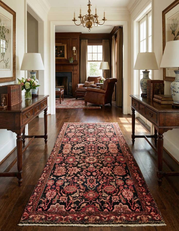 Detail image of 4' 2 x 9' 6 Sarough Wool Runner Rug