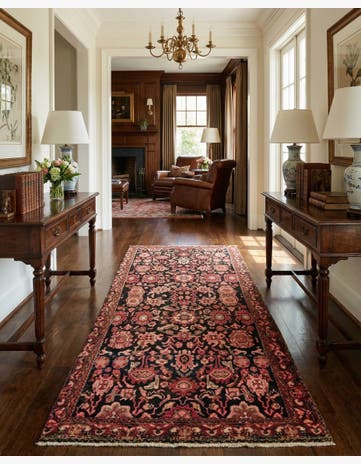 4' 2 x 9' 6 Sarough Wool Runner Rug