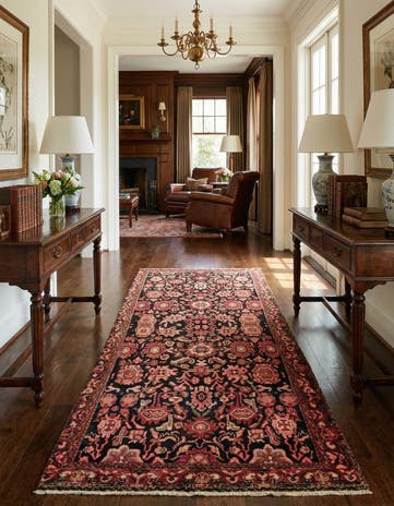 4' 2 x 9' 6 Sarough Wool Runner Rug