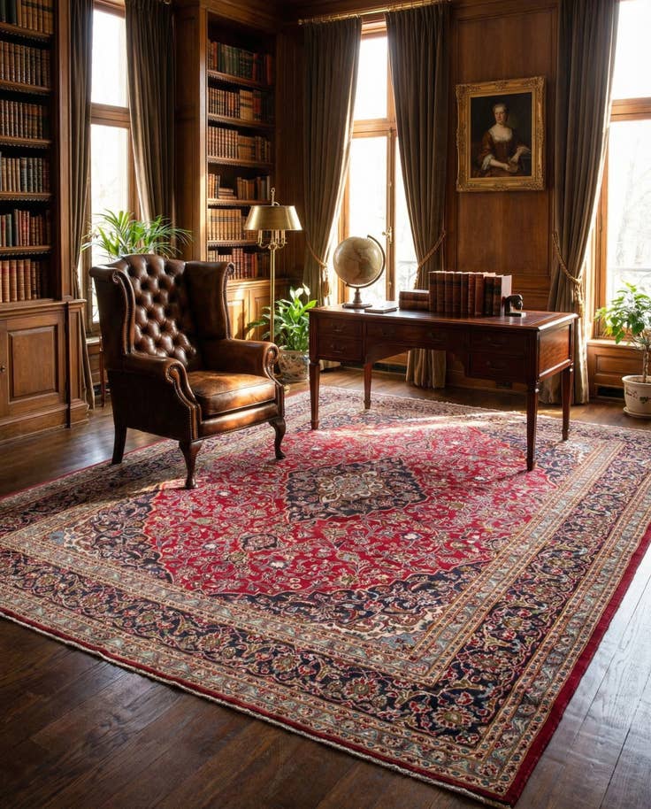 Detail image of 10' x 12' 9 Hand Knotted Mashad Persian Wool Rug