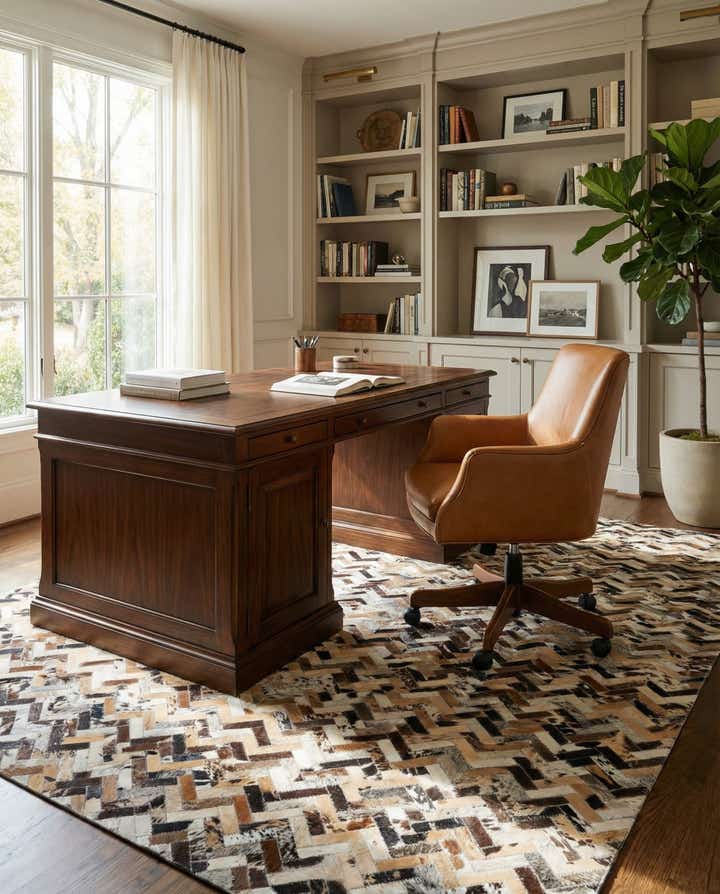 5' x 7' 8 Cowhide Leather Rug