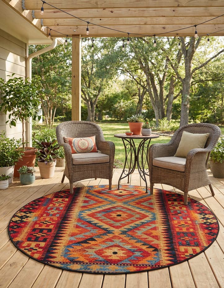 5' x 5' Easy-Clean Tribal Indoor / Outdoor...