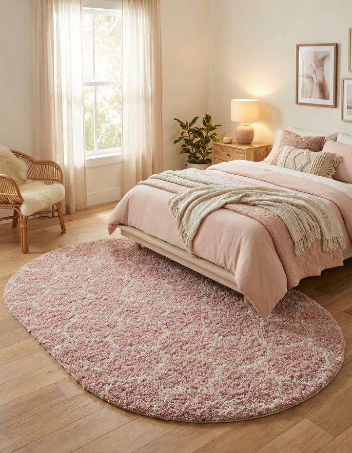 5' 3 x 8' Lattice Shag Oval Rug