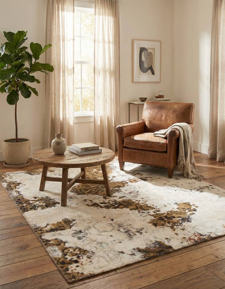 Detail image of 5' 4 x 6' 5  Hand Knotted Ultra Vintage Persian Wool Square Rug