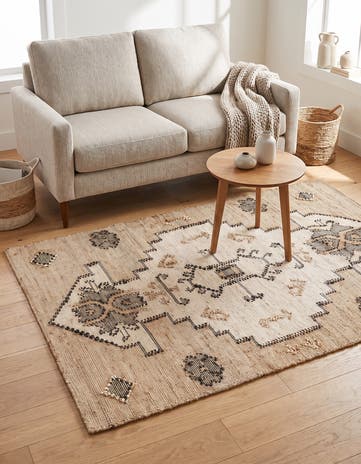 Beige Hand Woven Kala Handwoven Jute Rug