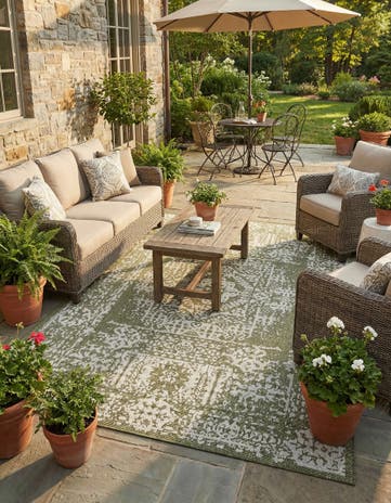 10' x 14' Easy-Clean Traditional Indoor / Outdoor Rug