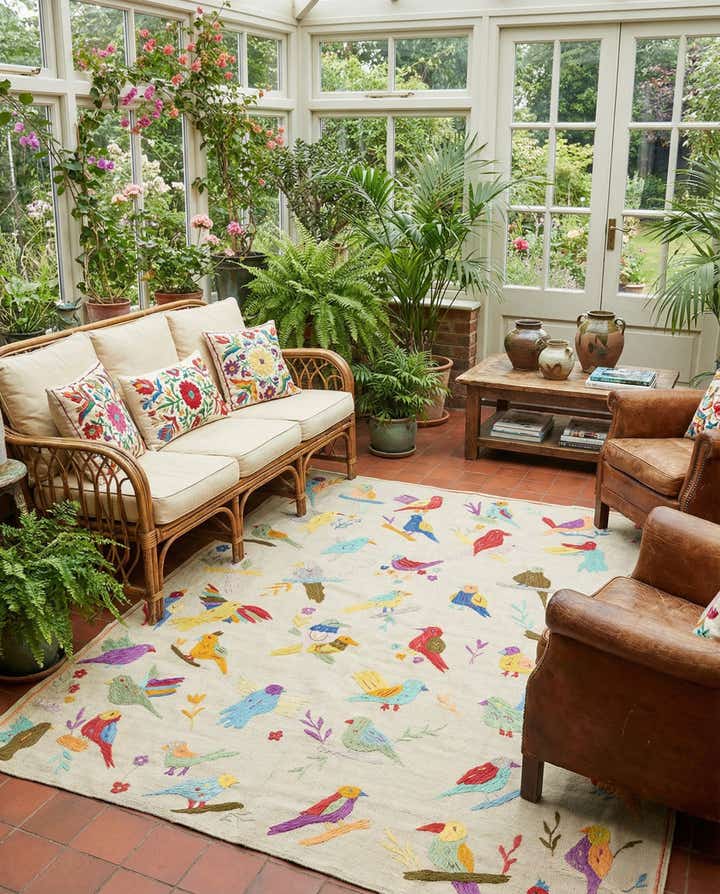 5' 1 x 6' Hand Woven Kilim Suzani Wool Rug
