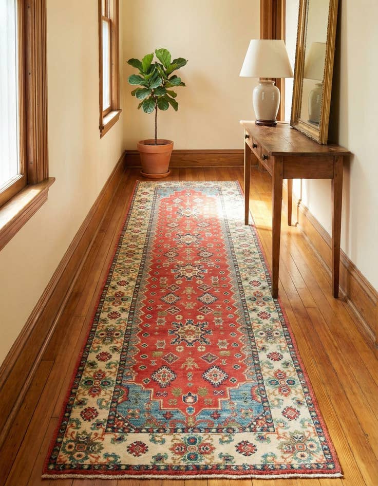 Detail image of  2' 8 x 9' 7  Hand Knotted Kazak Runner Rug