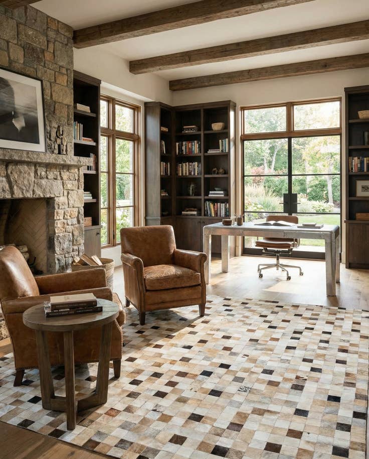 Detail image of 7' 11 x 9' 8 Cowhide Stocks Rug