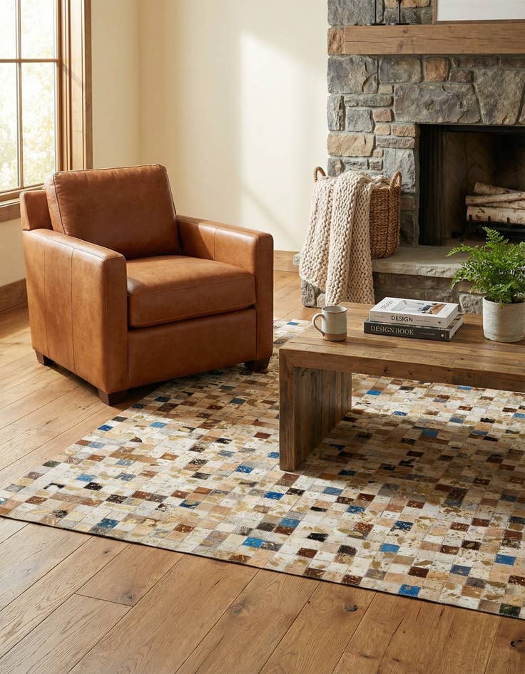 Detail image of 4' 1 x 5' 11 Cowhide - Patchwork Rug